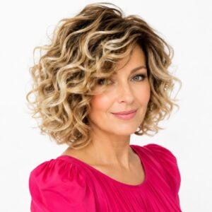 Peruka falowana z grzywką, afroloki -  63353c w kolorze 8/ASH blonde -30cm
