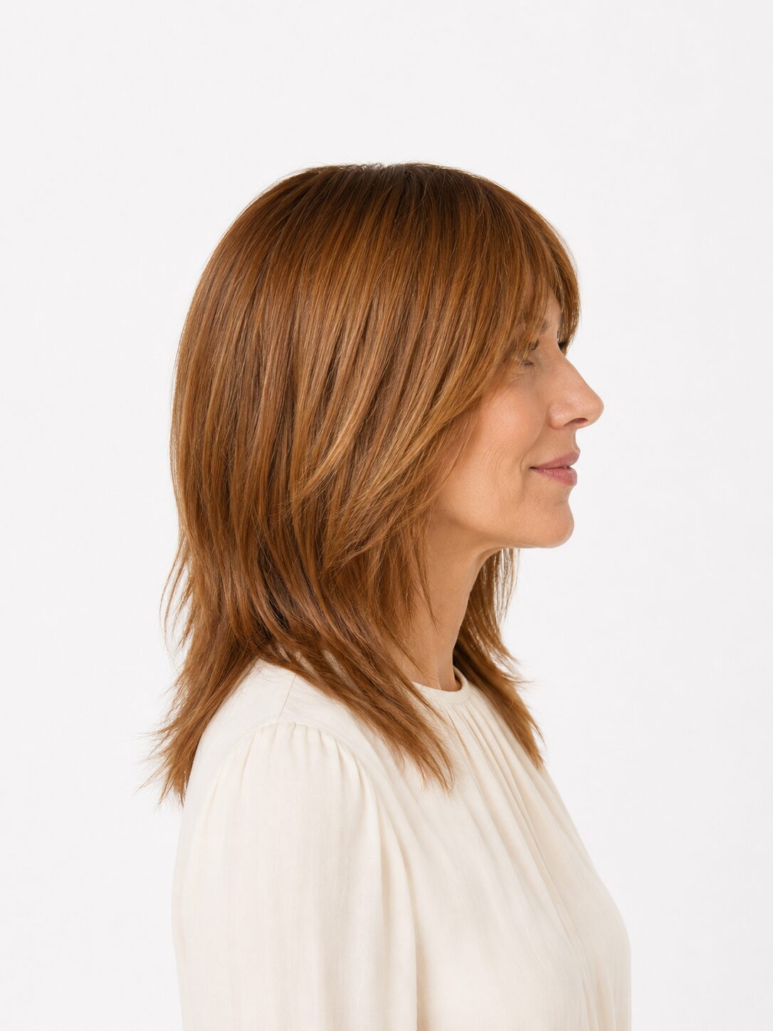 Peruka naturalna z grzywką Los Angeles mono lace deluxe średni blond -30cm