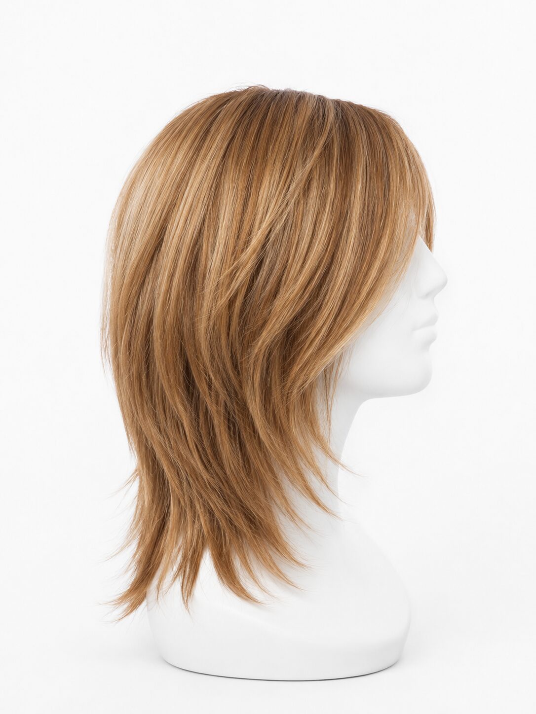 Peruka naturalna Los Angeles deluxe z grzywką kurtynową w kolorze średni blond mix z nutą tofii i efektem krótkiego odrostu- 30cm