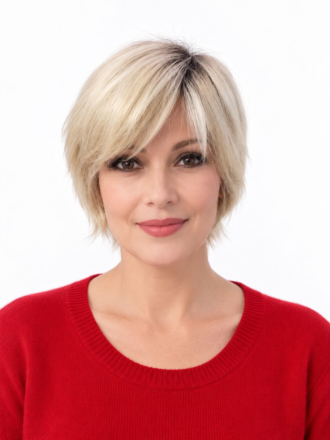 Peruka naturalna bob   AlT-Monsanta mono w kolorze jasnego blondu z ciemnym odrostem 21cm