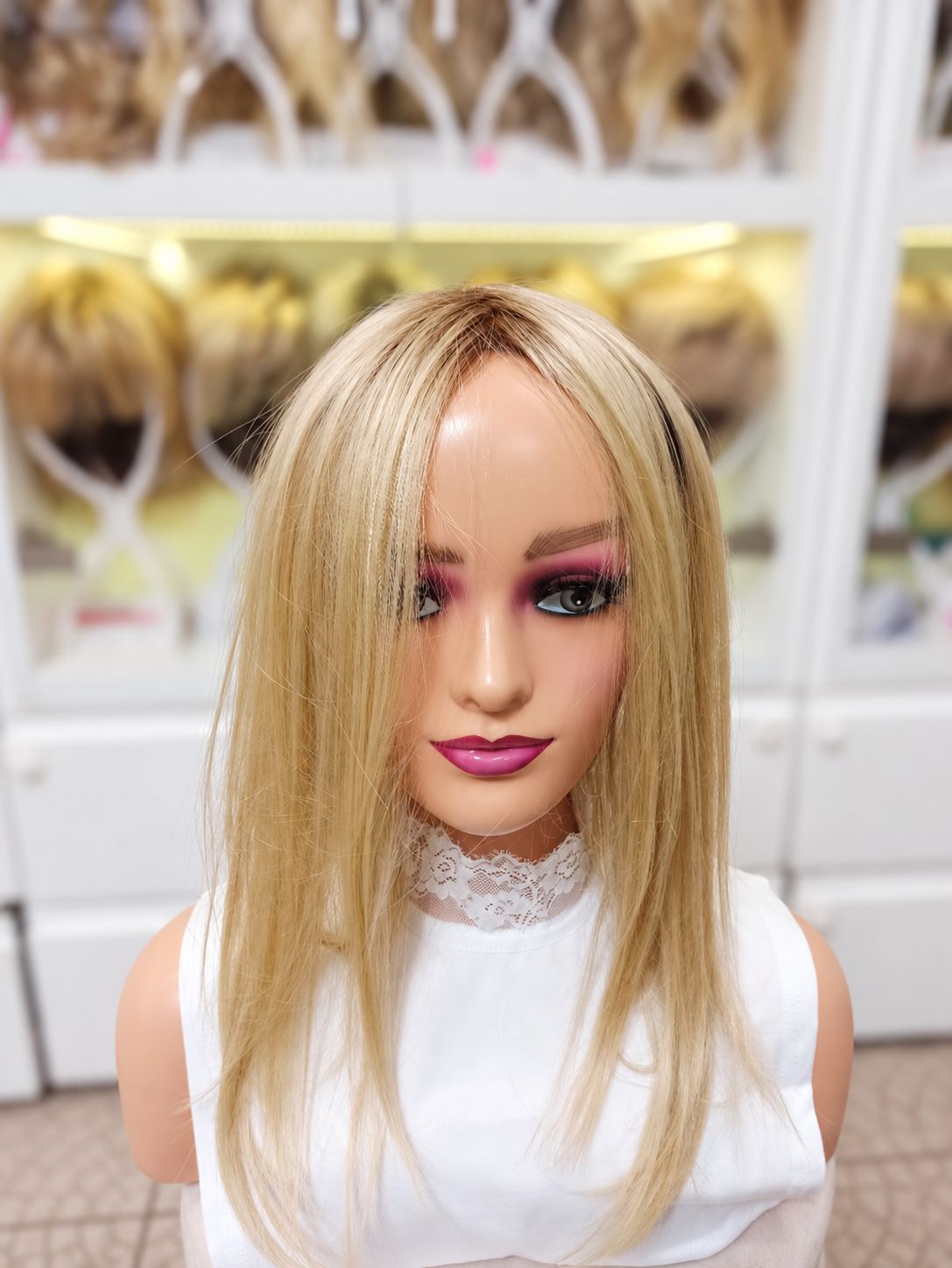 Topper , dopinka maskująca Acapulco mono part -pastelowy blond z odrostem + kolory 43cm termohair Topper , dopinka maskująca Acapulco mono part -pastelowy blond z odrostem + kolory 43cm termohair
